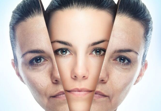 El proceso de limpieza de la piel del rostro de los cambios relacionados con la edad. 